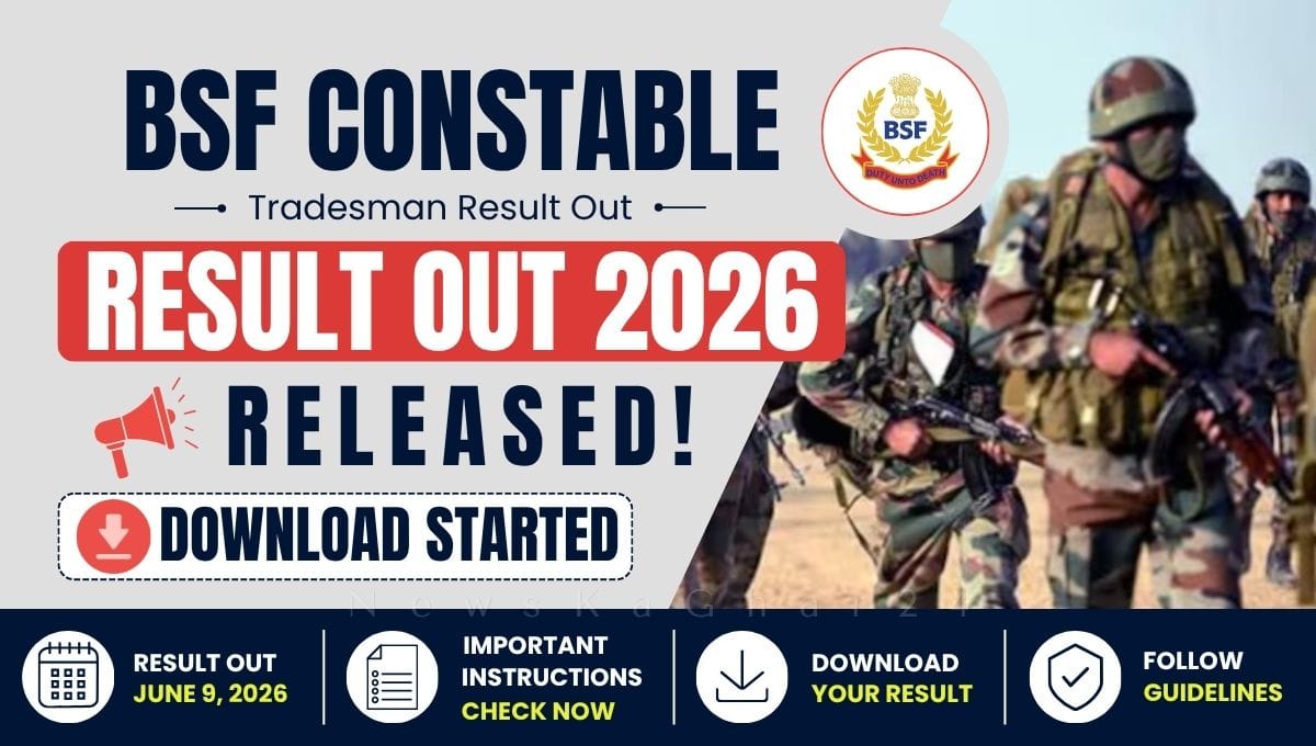 BSF Constable Tradesman Result 2026