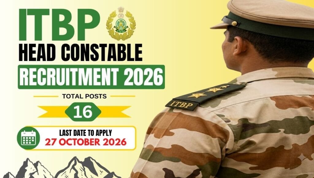 ITBP Vacancy 2026 Head Constable Apply Online