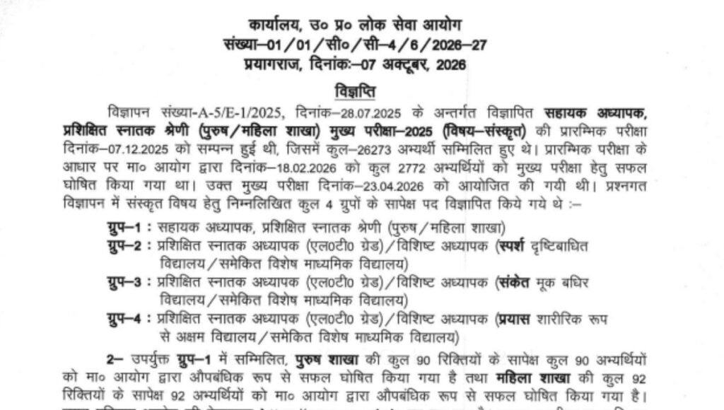UPPSC LT Grade Result 2026